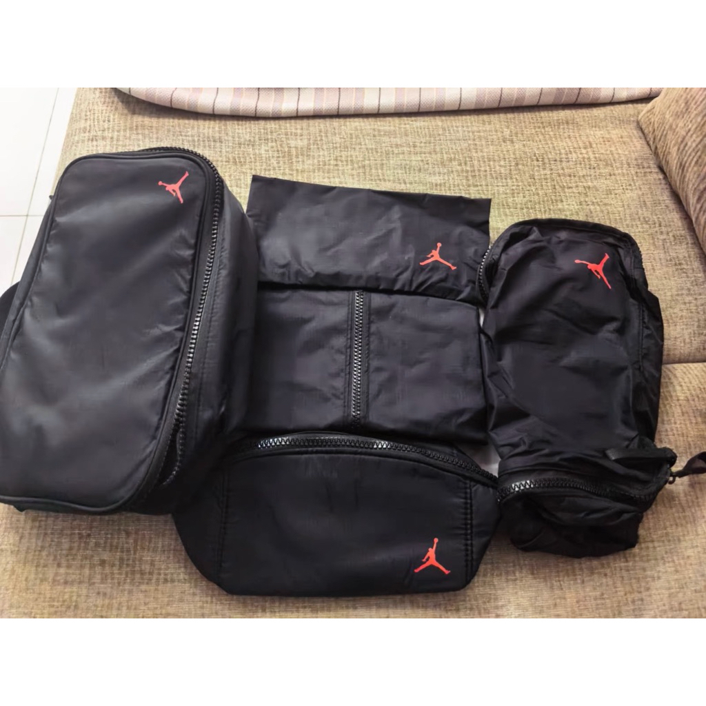 🎁◀ ELO現貨秒出 ▶ JORDAN 旅行收納袋套組 黑色 行李分類 國外限定 五件套 儲物袋 交換禮物