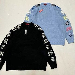 全新限量免運26ss Supreme Old English Sleeves Sweater復古男女情侶美式長袖毛衣