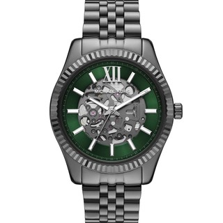 Michael Kors MK Lexington 都會時尚鏤空機械錶 男錶-綠x槍灰色/44mm MK9267 學生錶