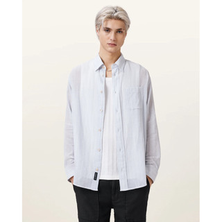 ALLSAINTS E-SO 代言正品 寬鬆條紋 長袖襯衫 二手 附專櫃紙袋 尺寸：L