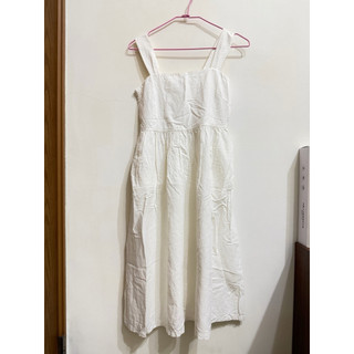 Uniqlo M號 溫柔風氣質背帶裙子超仙白色甜美吊帶連衣裙 女👌
