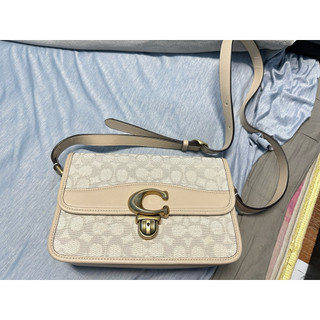 Coach Studio Signature 緹花面料單肩手袋 白色｜正品 附防塵袋、購證