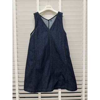 UNIQLO 女童牛仔連身裙 吊帶裙 深藍色 140cm 二手近新 百搭質感