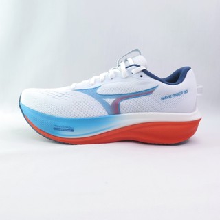 Mizuno J1GM262151 WAVE RIDER 30 SW 男慢跑鞋 4E超寬楦 白x藍橘