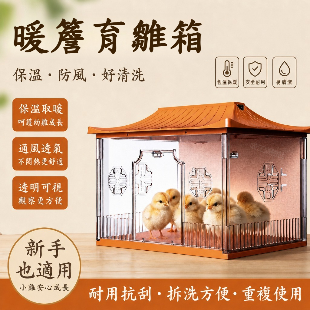 🔥台灣出貨🔥中式暖簷育雛箱 小雞保溫箱 全景透視恆溫育雛機 小雛育雛箱 全透視恆溫小雞保溫艙家用雛雞鴛鴦鵪鶉雛保溫飼育箱