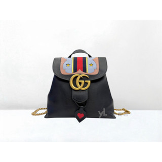 Y2080-Gucci GG Marmont星星圖案黑牛皮後背包432265