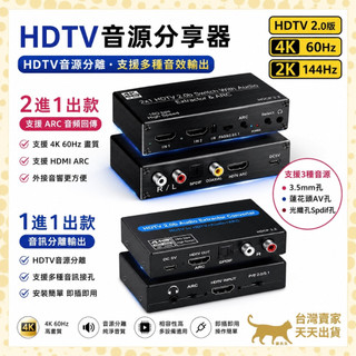 現貨台灣出 音源分配 4K HDMI 2.0 ARC AV端子 音源分離器 SPDIF 光纖線 擴大機 3.5mm 音響