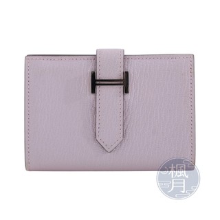 HERMES W刻 櫻花粉MINI BEARN 女款短夾