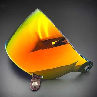 現貨適用於 BELL BULLITT 復古平面安全帽相容替換鏡片 - PC 替換鏡片、風/紫外線、抗衝擊、金紅色、高畫質