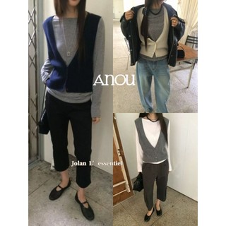 JOLAN｜Modern Layered Mood｜韓國ANOU正品 Deep V Ribbed Knit 羅紋針織背心