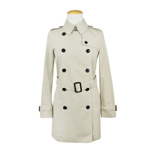 BURBERRY 80432531經典雙排鈕扣中短版女款風衣外套(卡其)｜100%原廠真品｜JS Maxx官方旗艦館