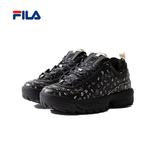 FILA【授權經銷】女款休閒鞋 DISRUPTOR LL MULTI GRAPHIC 厚底 黑4-C639Y-992