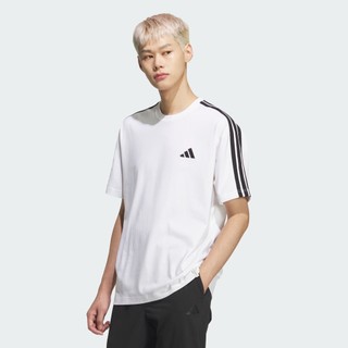 ADIDAS 男款 寬鬆短袖T恤 白 ES+ 3S S/S TEE 運動T恤 條紋 圓領 KF3739【樂買網】