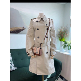 Burberry Haymarket Check咖杏格紋PVC翻蓋斜背包