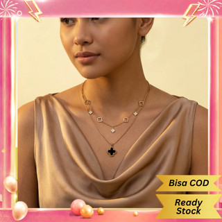 【Bagus Life】Kalung Titanium Clover 2Layer鈦鋼雙層幸運草項鍊 AntiKarat