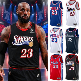NBA球衣 76人隊 詹姆斯23號球衣 LeBron James 籃球服 籃球球衣 球迷版 26賽季球衣 籃球背心