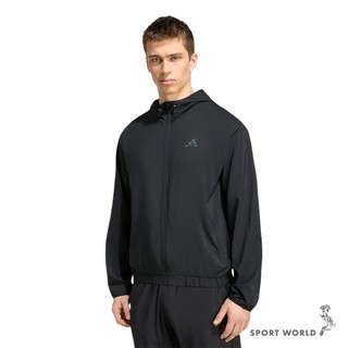 Adidas 連帽外套 男裝 爆裂紋 拉鍊口袋 黑【運動世界】KT2114