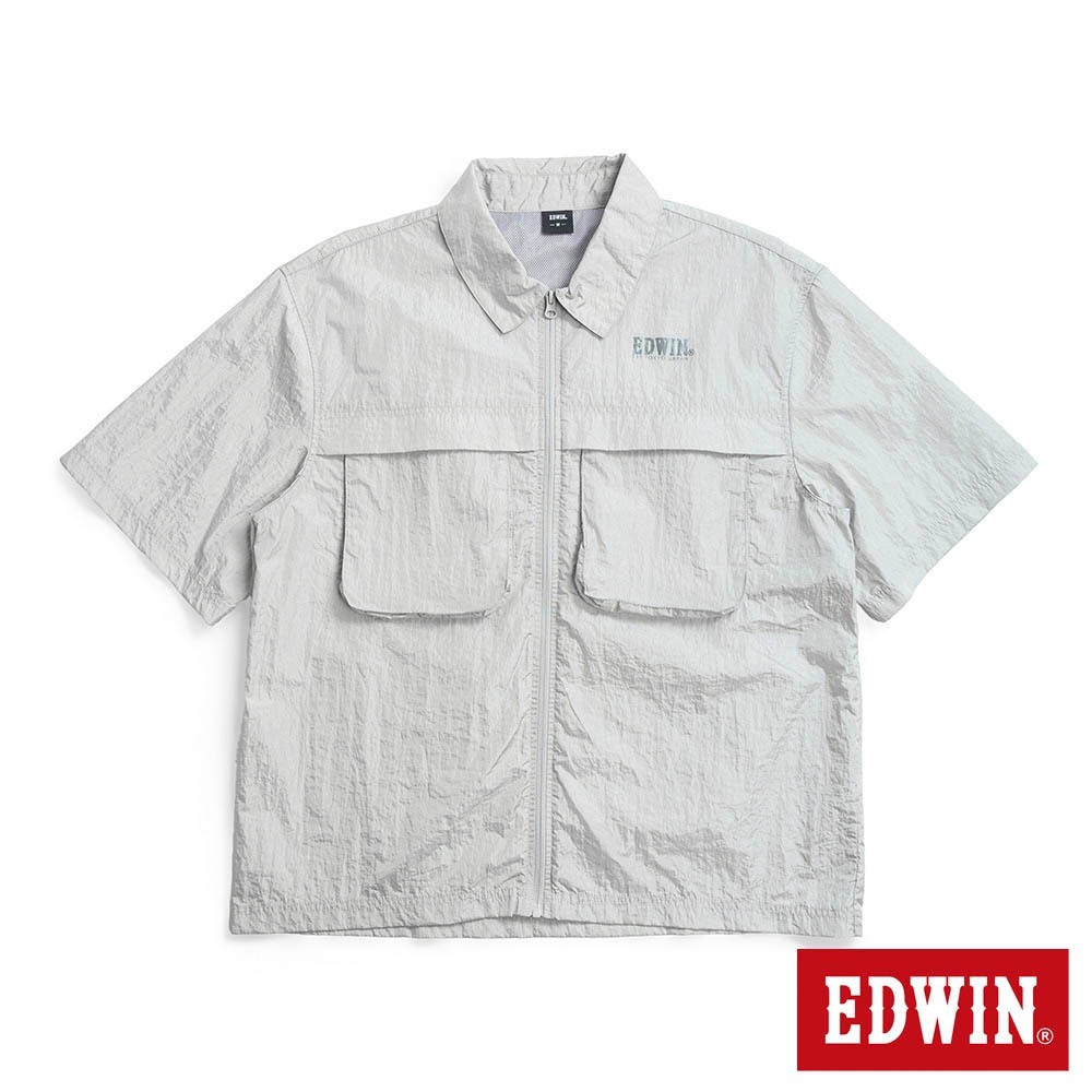 EDWIN 男款 短袖襯衫式防風外套(淺灰色)