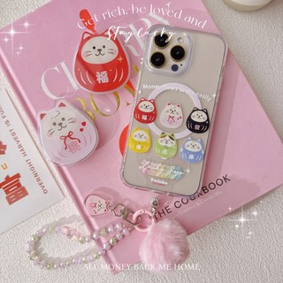 [CA2224]❥貓吉達摩&666好運福寶喵系列/透霧殼/高品質IMD內印刷/磁吸殼/新春招財/手機殼iPhone17