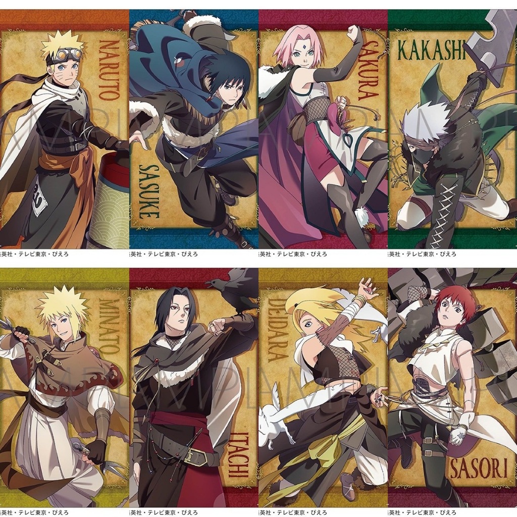 【現貨】火影忍者 忍傳冒險譚 漩渦鳴人 宇智波佐助 春野櫻 旗木卡卡西 波風湊 宇智波鼬 地達羅 蠍 徽章 極光藝術卡片