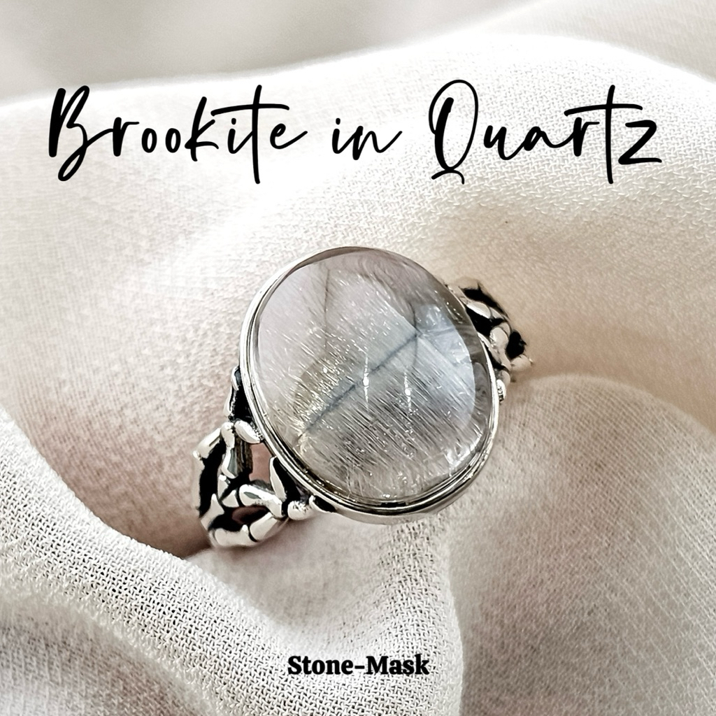 石鬼面🔅天然 高品 淨透 黑銀鈦 水晶 蛋型 復古 純銀戒 SIQ-29 附證書