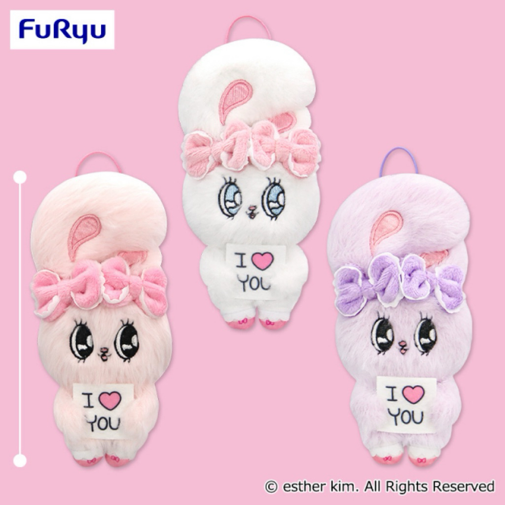 ❤Lika小舖❤艾絲樂小兔 日本帶回全新正版現貨 Esther Bunny景品玩偶布偶娃娃吊飾 毛絨絨兔子 我愛你 押上