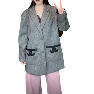 【肌容雪】GC奢世美物／Chanel／香奈兒／Uniform系列人字紋西裝外套／9.9新／肩42胸58長83／S150