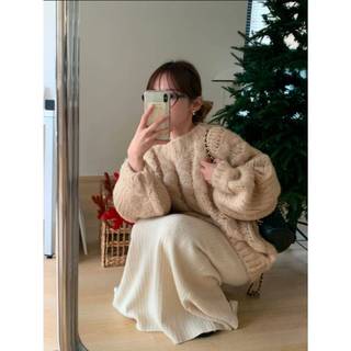 *DEBY*轉Ribbon miho 正韓手感蓬鬆Q彈麻花毛衣-杏