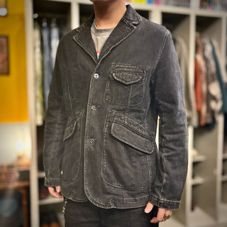 《595_Vintage》Lee｜Black Denim Coverall Work Jacket｜L