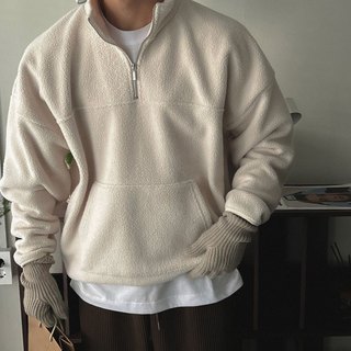正韓素面抓絨半拉鍊口袋長袖衛衣 5色 YUPPIE 預購商品 0302