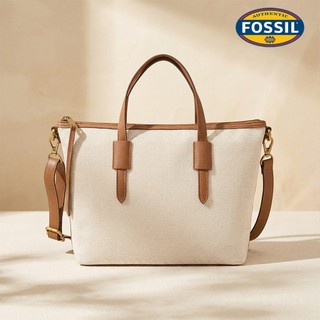 【FOSSIL 官方旗艦館】Skylar 撞色拼接兩用水餃包-白色 SHB3292101