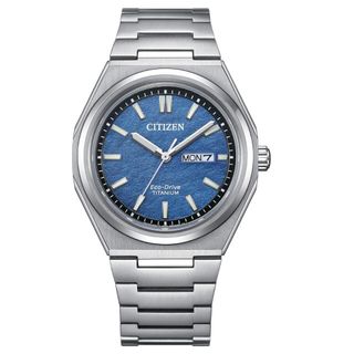 CITIZEN星辰 GENT'S系列 Zenshin 超級鈦光動能腕錶/藍色 AW0130-85L-39.5mm