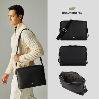 【BRAUN BUFFEL】格瑞克-F 大型斜背包-黑色(德國小金牛台灣總代理)/BF586-62-BK
