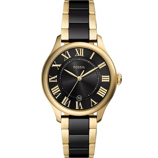 FOSSIL Gilmore 大三針日期陶瓷女錶-黑x金/38mm CE1132 開學季禮物
