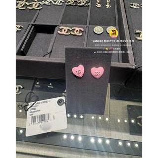 【安妮代購】全新正品 CHANEL ABG216 25B 粉色琺瑯 愛心造型 耳環