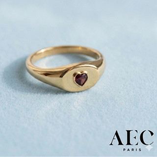AEC PARIS 巴黎品牌 心型切割紅鑽戒指 金色愛心戒指 THIN RING MARINA 絕版下殺