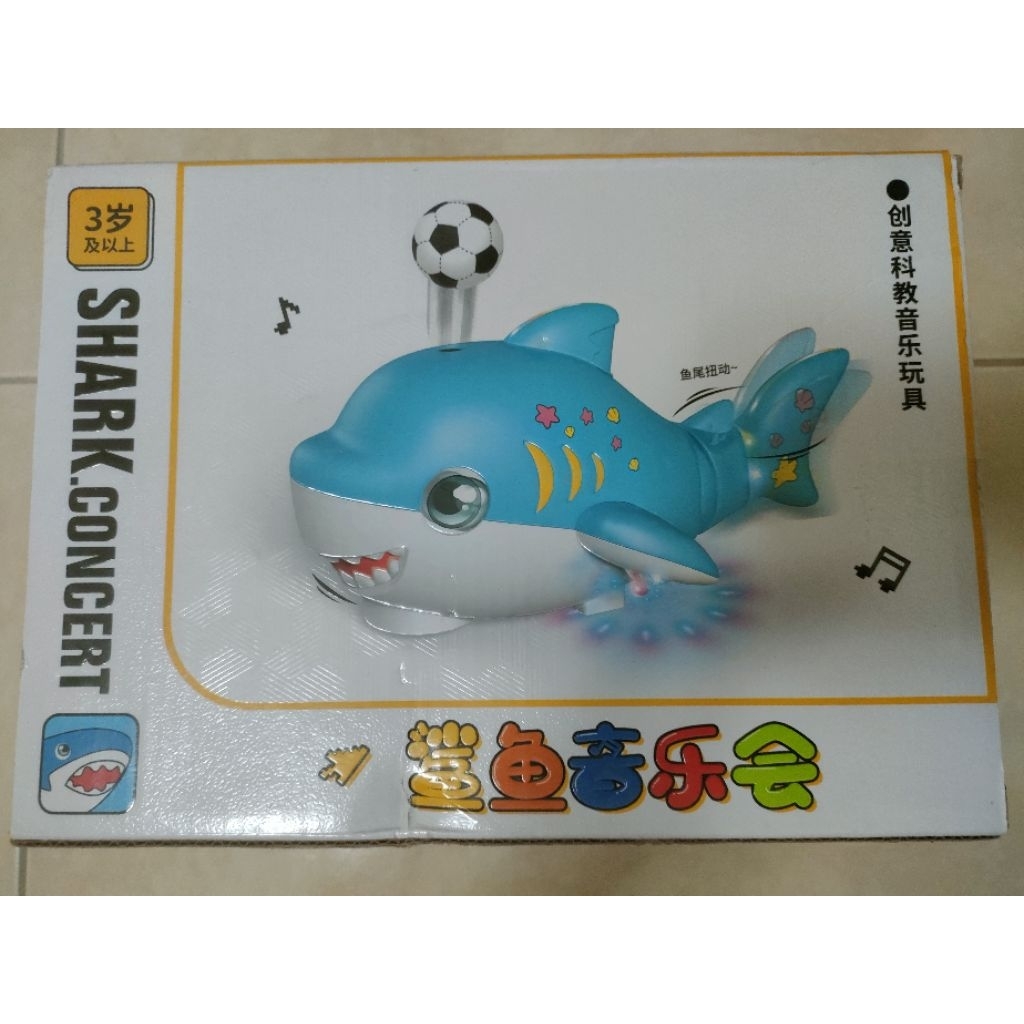 搖擺吹球鯊魚燈光音樂兒童認知玩具