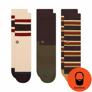 【 🇺🇸大鬍子美國襪子選品 】STANCE - MH3PC經典條紋設計系列街頭休閒長襪三件裝