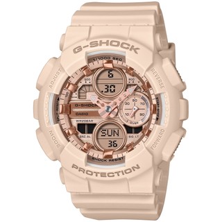 【CASIO】卡西歐 G-SHOCK 時尚雙顯電子錶 女錶-玫瑰金x粉色GMA-S140PG-4A 臺灣卡西歐保固一年