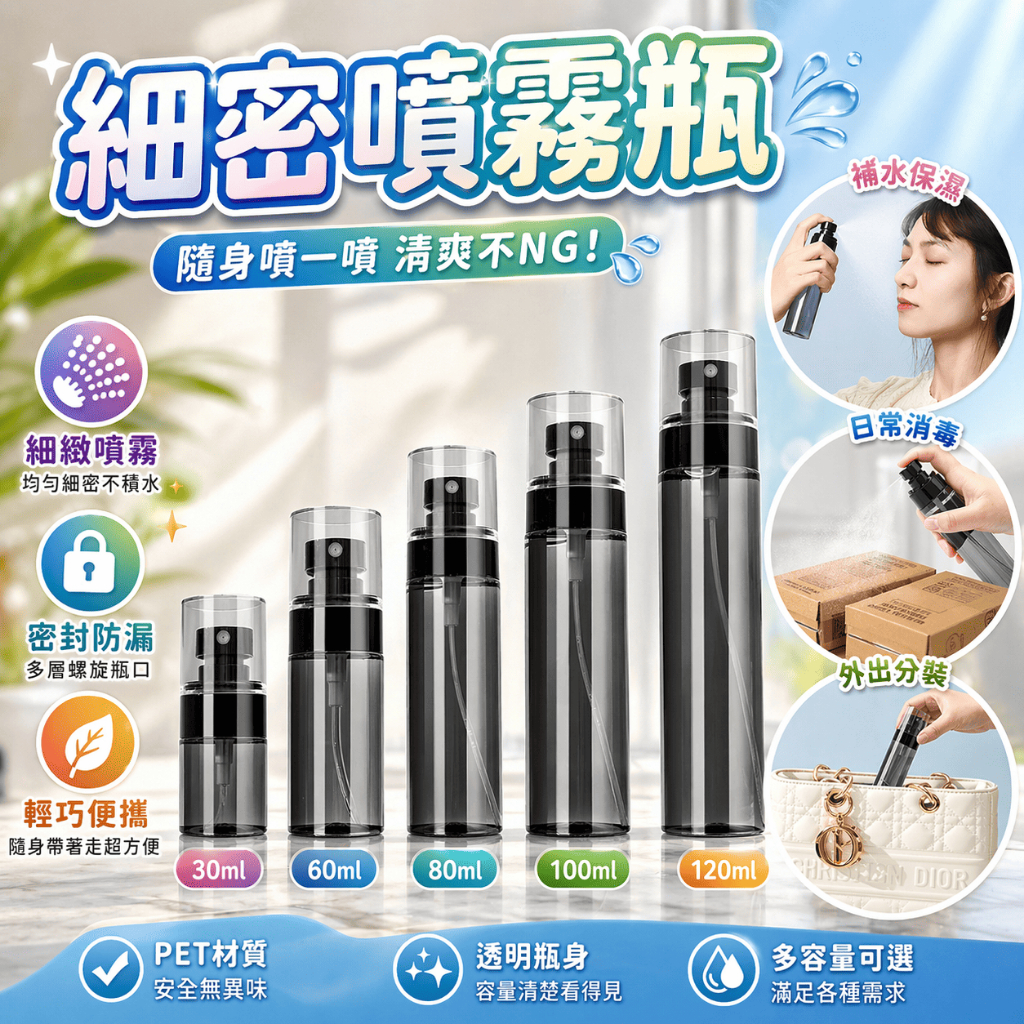 噴霧瓶 酒精噴瓶 分裝瓶 香水瓶 化妝水瓶 隨身噴瓶 消毒液空瓶 按壓噴瓶 便攜空瓶 旅行分裝 噴瓶