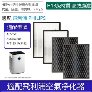適用AC5659 / 80 Philips飛利浦空氣清淨機濾網芯組 HEPA + 活性碳FY5185FY5182