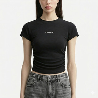 [IAD SHOP] 美式短版Tee 辣妹縮腰短版Tee Shirred Baby Tee Y2K Fit
