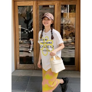 【CHILL】現貨 立體毛巾繡！大花朵字母寬鬆Tee 長版短袖 韓系女裝 街頭穿搭 Oversized 下半身失蹤