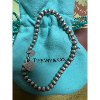 8成新 正品 Tiffany 純銀經典款小愛心銀珠手鍊