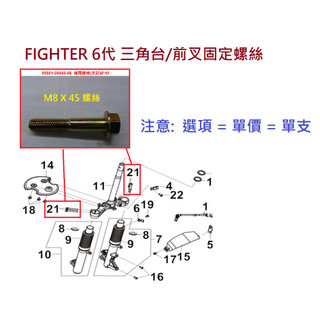SYM三陽 原廠 FIGHTER 6代 戰將 六代 前叉固定螺絲 M8*45 前避震鎖三角台 螺栓 螺絲 三角台螺絲