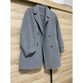 Uniqlo雙排扣短大衣M灰