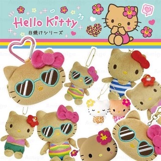 阿米購 日本 三麗鷗 Hellokitty 扶桑花 海邊 曬黑Kitty 包包裝飾 可伸縮票卡夾 零錢包 吊飾