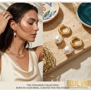 ELLIE VAIL 邁阿密防水珠寶 金色細緻小圓珍珠耳環 Melrose Mini Hoop Pearl