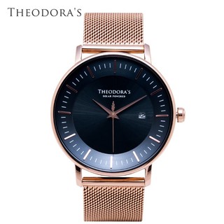 【THEODORA'S】Aurora 太陽能金屬手錶 簡約湖水綠-米蘭玫金【希奧朵拉】