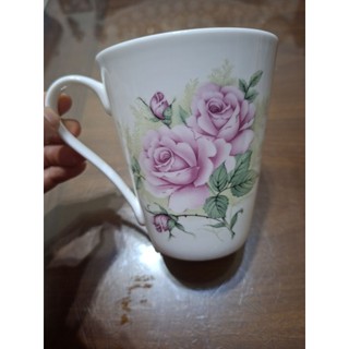 陶瓷花朵馬克杯，玫瑰花把手杯
